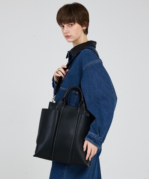 LOWELL things（ロウェル　シングス）の「Ordi/ダブルポケット2WAYトートL/A4・13インチPC収納可（トートバッグ・レディース・ブラック/アイボリー・フリー）」の19枚目の写真
