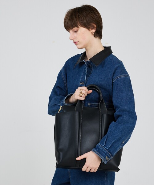 LOWELL things（ロウェル　シングス）の「Ordi/ダブルポケット2WAYトートL/A4・13インチPC収納可（トートバッグ・レディース・ブラック/アイボリー・フリー）」の20枚目の写真