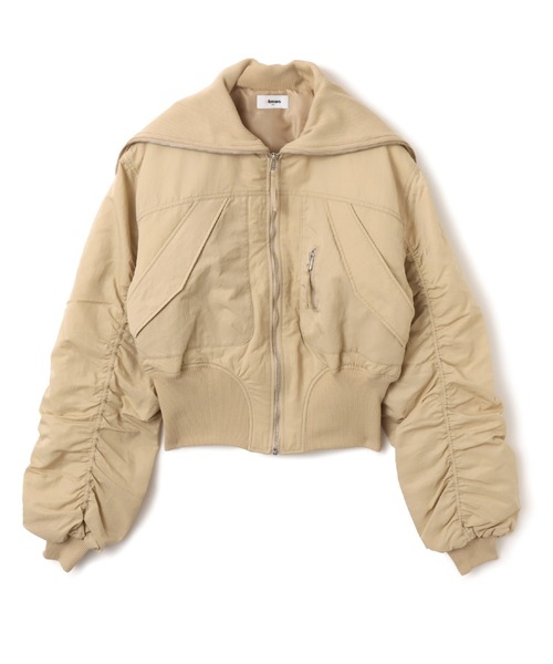 atmos pink（アトモスピンク）の「atmos pink Big Collar Bomber Jacket / アトモス ピンク ビッグ カラー ボンバー ジャケット（その他アウター・レディース・ブラック/ベージュ・FREE）」の2枚目の写真