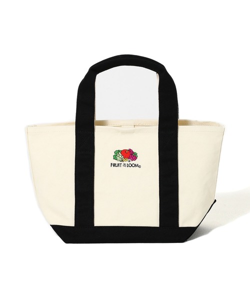FRUIT OF THE LOOM(フルーツオブザルーム)の「EX NEW LOGO CANVAS LUNCH TOTE BAG / ワンポントロゴ キャンバスランチトートバッグ(トートバッグ・レディース・ブラック×ホワイト/オフホワイト/ブラック・FREE)」の1枚目の写真