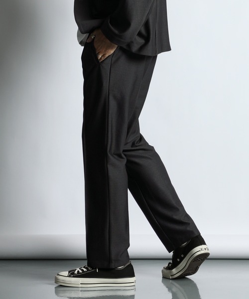 The DUFFER of ST.GEORGE（ザダファーオブセントジョージ）の「【WEB限定アイテム】SET UP JERSEY CENTER CREASE TROUSERS：セットアップ対応 センタークリース ジャージスラックス（スラックス・メンズ・ブラック/グレー・X-LARGE/LARGE/MEDIUM/SMALL）」の7枚目の写真