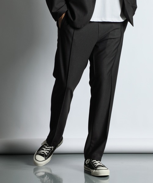 The DUFFER of ST.GEORGE（ザダファーオブセントジョージ）の「【WEB限定アイテム】SET UP JERSEY CENTER CREASE TROUSERS：セットアップ対応 センタークリース ジャージスラックス（スラックス・メンズ・ブラック/グレー・X-LARGE/LARGE/MEDIUM/SMALL）」の3枚目の写真