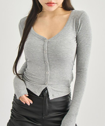 ANAP | パッド付 V開き ぴたっと ロングスリーブ Tシャツ(Tシャツ/カットソー)