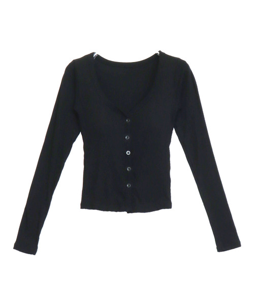 ANAP（アナップ）の「パッド付 V開き ぴたっと ロングスリーブ Tシャツ（Tシャツ/カットソー・レディース・グレー/ブラック/ホワイト・F）」の15枚目の写真