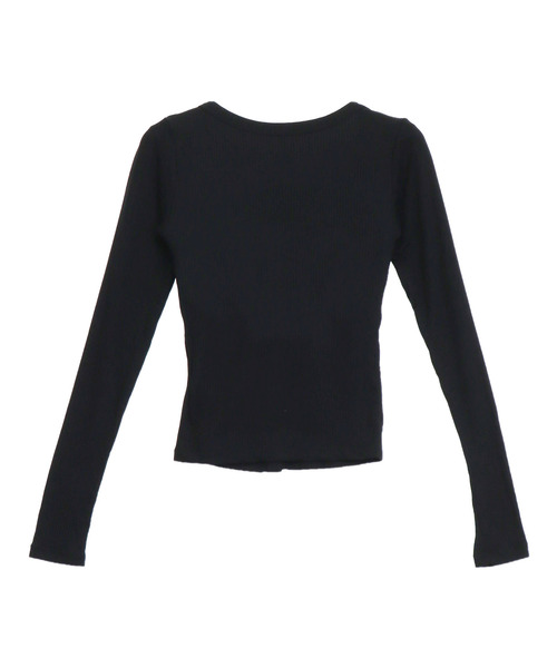 ANAP（アナップ）の「パッド付 V開き ぴたっと ロングスリーブ Tシャツ（Tシャツ/カットソー・レディース・グレー/ブラック/ホワイト・F）」の16枚目の写真