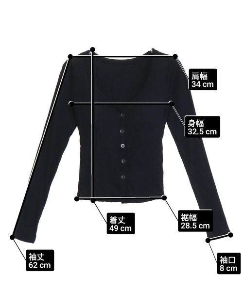 ANAP（アナップ）の「パッド付 V開き ぴたっと ロングスリーブ Tシャツ（Tシャツ/カットソー・レディース・グレー/ブラック/ホワイト・F）」の11枚目の写真