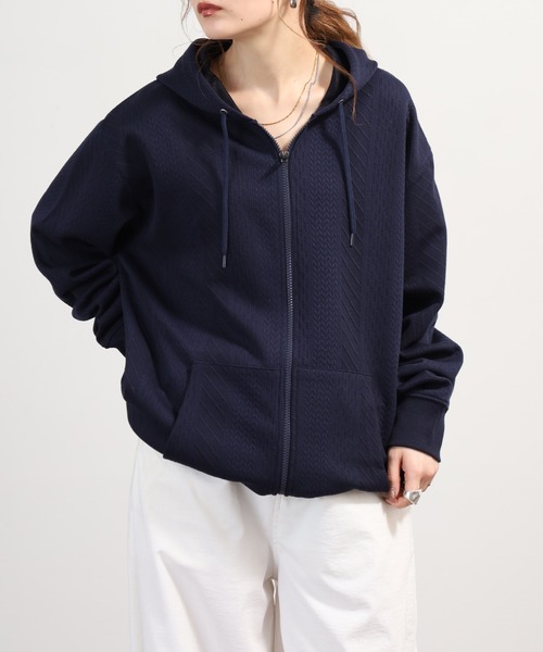SAVAGE(サベージ)の「ジャガード 無地 ジップパーカー(パーカー・メンズ・グレー/ブラック/ネイビー・LL/M/L)」の21枚目の写真