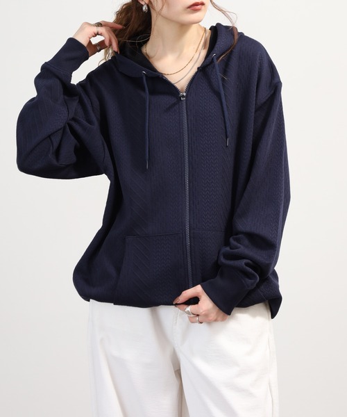 SAVAGE(サベージ)の「ジャガード 無地 ジップパーカー(パーカー・メンズ・グレー/ブラック/ネイビー・LL/M/L)」の22枚目の写真