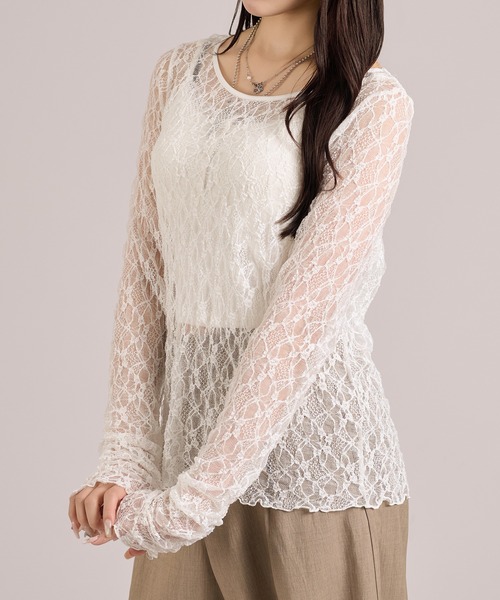 apres jour mignon（アプレジュールミニョン）の「レースロンT（Tシャツ/カットソー・レディース・アイボリー/ブラック/オフホワイト・LARGE/フリー）」の18枚目の写真