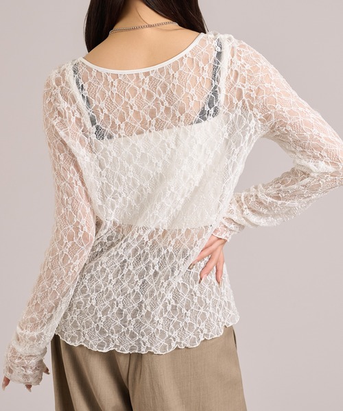 apres jour mignon（アプレジュールミニョン）の「レースロンT（Tシャツ/カットソー・レディース・アイボリー/ブラック/オフホワイト・LARGE/フリー）」の19枚目の写真