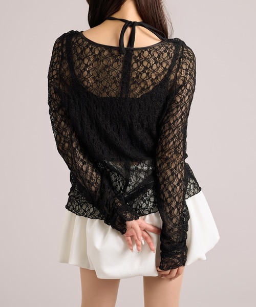 apres jour mignon（アプレジュールミニョン）の「レースロンT（Tシャツ/カットソー・レディース・アイボリー/ブラック/オフホワイト・LARGE/フリー）」の12枚目の写真