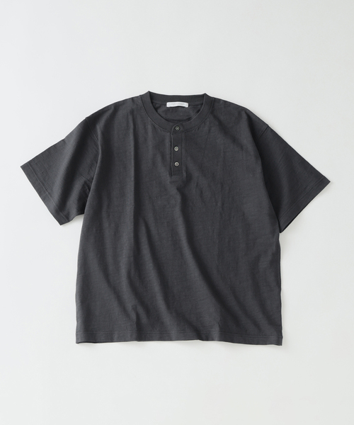 JOURNAL STANDARD（ジャーナルスタンダード）の「スラブ ヘンリー ネック 半袖 Tシャツ（Tシャツ/カットソー・メンズ・ホワイト/ブラック系その他/クリアブルー・LARGE/MEDIUM）」の14枚目の写真