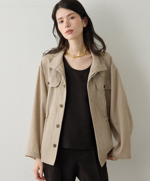 Drawing Numbers（ドローイング ナンバーズ）の「【Drawing Numbers】メッシュミリタリージャケット（ミリタリージャケット・レディース・アイボリー/ブラック/ベージュ/カーキ・38）」の3枚目の写真