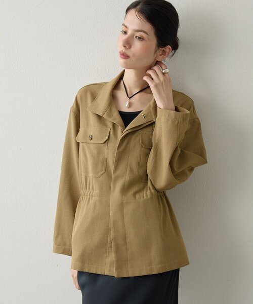 Drawing Numbers（ドローイング ナンバーズ）の「【Drawing Numbers】メッシュミリタリージャケット（ミリタリージャケット・レディース・アイボリー/ブラック/ベージュ/カーキ・38）」の4枚目の写真