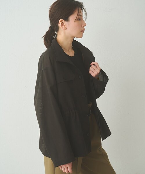 Drawing Numbers（ドローイング ナンバーズ）の「【Drawing Numbers】メッシュミリタリージャケット（ミリタリージャケット・レディース・アイボリー/ブラック/ベージュ/カーキ・38）」の22枚目の写真