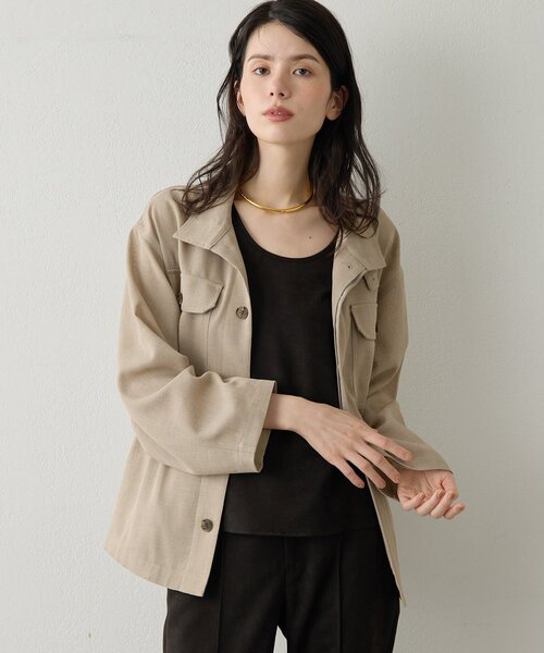 Drawing Numbers（ドローイング ナンバーズ）の「【Drawing Numbers】メッシュミリタリージャケット（ミリタリージャケット・レディース・アイボリー/ブラック/ベージュ/カーキ・38）」の14枚目の写真