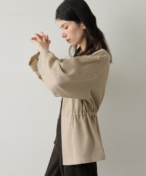 Drawing Numbers（ドローイング ナンバーズ）の「【Drawing Numbers】メッシュミリタリージャケット（ミリタリージャケット・レディース・アイボリー/ブラック/ベージュ/カーキ・38）」の7枚目の写真