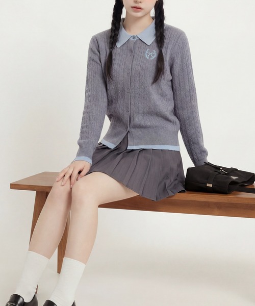 HOOK（フック）の「HOOK for girls　刺繍ワンポイント フレンチガーリーカーディガン（カーディガン/ボレロ・レディース・グレー/ライトベージュ・FREE）」の15枚目の写真