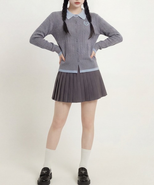 HOOK（フック）の「HOOK for girls　刺繍ワンポイント フレンチガーリーカーディガン（カーディガン/ボレロ・レディース・グレー/ライトベージュ・FREE）」の7枚目の写真