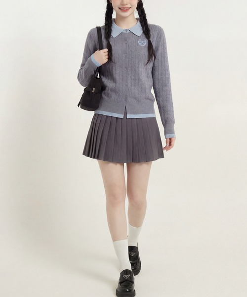 HOOK（フック）の「HOOK for girls　刺繍ワンポイント フレンチガーリーカーディガン（カーディガン/ボレロ・レディース・グレー/ライトベージュ・FREE）」の9枚目の写真