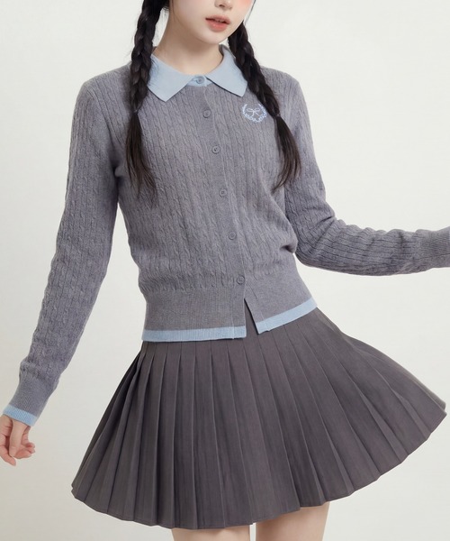 HOOK（フック）の「HOOK for girls　刺繍ワンポイント フレンチガーリーカーディガン（カーディガン/ボレロ・レディース・グレー/ライトベージュ・FREE）」の17枚目の写真
