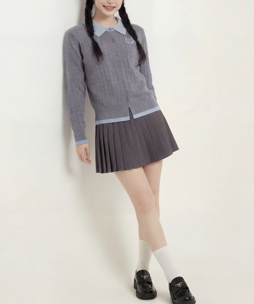 HOOK（フック）の「HOOK for girls　刺繍ワンポイント フレンチガーリーカーディガン（カーディガン/ボレロ・レディース・グレー/ライトベージュ・FREE）」の11枚目の写真