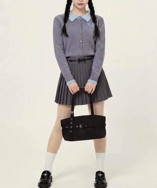 HOOK（フック）の「HOOK for girls　刺繍ワンポイント フレンチガーリーカーディガン（カーディガン/ボレロ・レディース・グレー/ライトベージュ・FREE）」の12枚目の写真