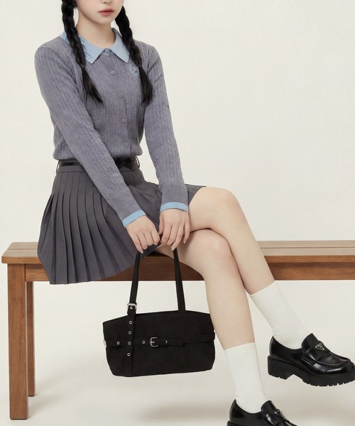 HOOK（フック）の「HOOK for girls　刺繍ワンポイント フレンチガーリーカーディガン（カーディガン/ボレロ・レディース・グレー/ライトベージュ・FREE）」の16枚目の写真