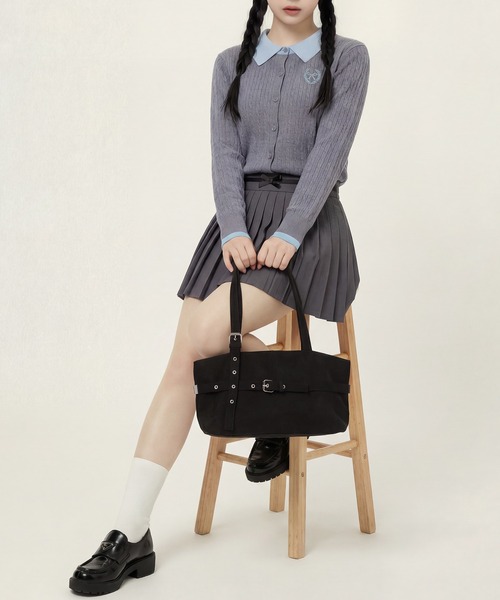 HOOK（フック）の「HOOK for girls　刺繍ワンポイント フレンチガーリーカーディガン（カーディガン/ボレロ・レディース・グレー/ライトベージュ・FREE）」の14枚目の写真