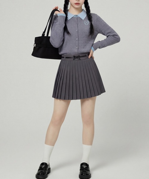 HOOK（フック）の「HOOK for girls　刺繍ワンポイント フレンチガーリーカーディガン（カーディガン/ボレロ・レディース・グレー/ライトベージュ・FREE）」の5枚目の写真