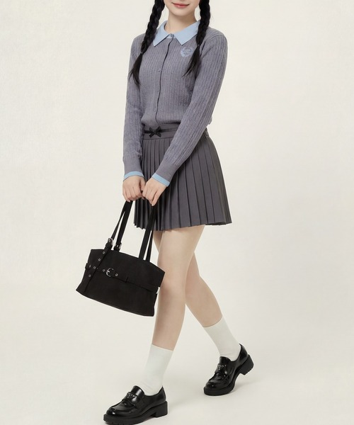 HOOK（フック）の「HOOK for girls　刺繍ワンポイント フレンチガーリーカーディガン（カーディガン/ボレロ・レディース・グレー/ライトベージュ・FREE）」の8枚目の写真