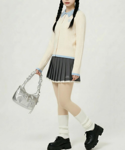 HOOK（フック）の「HOOK for girls　刺繍ワンポイント フレンチガーリーカーディガン（カーディガン/ボレロ・レディース・グレー/ライトベージュ・FREE）」の21枚目の写真