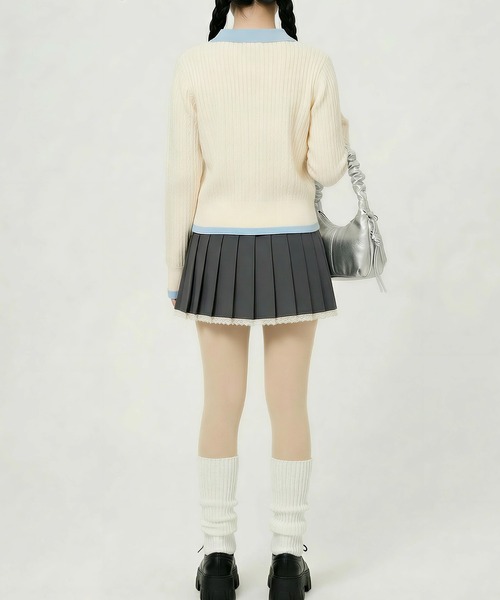 HOOK（フック）の「HOOK for girls　刺繍ワンポイント フレンチガーリーカーディガン（カーディガン/ボレロ・レディース・グレー/ライトベージュ・FREE）」の20枚目の写真