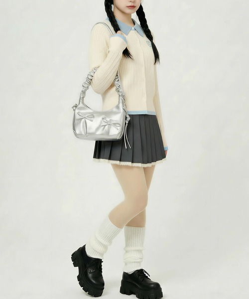 HOOK（フック）の「HOOK for girls　刺繍ワンポイント フレンチガーリーカーディガン（カーディガン/ボレロ・レディース・グレー/ライトベージュ・FREE）」の19枚目の写真