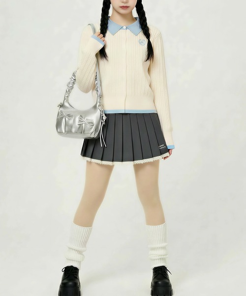 HOOK（フック）の「HOOK for girls　刺繍ワンポイント フレンチガーリーカーディガン（カーディガン/ボレロ・レディース・グレー/ライトベージュ・FREE）」の18枚目の写真