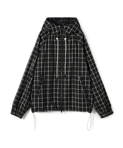 edition pourell(エディションプレル)の「edition pourell Super 120'sトロチェック フーデットブルゾン(ブルゾン・レディース・ブラック系その他/ホワイト系その他・34/36)」の1枚目の写真