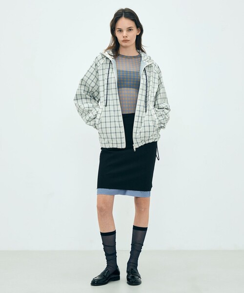edition pourell(エディションプレル)の「edition pourell Super 120'sトロチェック フーデットブルゾン(ブルゾン・レディース・ブラック系その他/ホワイト系その他・34/36)」の3枚目の写真