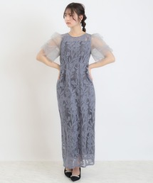 TRUDEA | リーフレース×袖チュールワンピース(ドレス)