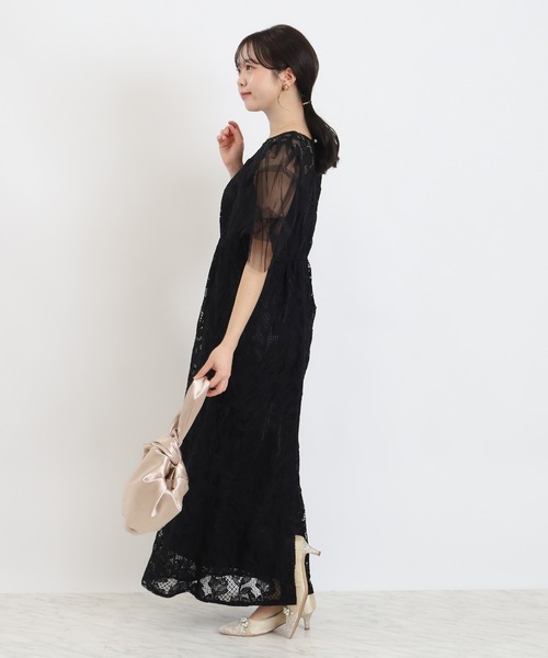 TRUDEA（トルディア）の「リーフレース×袖チュールワンピース（ドレス・レディース・ブルー/ブラック・MEDIUM）」の18枚目の写真