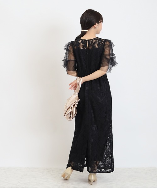 TRUDEA（トルディア）の「リーフレース×袖チュールワンピース（ドレス・レディース・ブルー/ブラック・MEDIUM）」の17枚目の写真