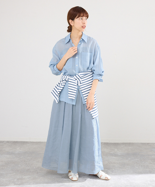 IENA(イエナ)の「《セットアップ対応》ラミータックギャザースカート(スカート・レディース・サックスブルー/ブラック系その他/レッド・38/36)」の14枚目の写真
