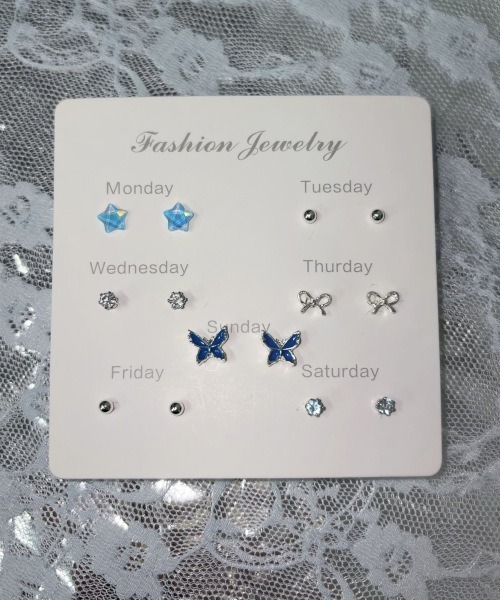 MASHIRO(マシロ)の「【MASHIRO】スター&リボン&バタフライミックスモチーフピアス14点セット(MA/EK549)(ピアス(両耳用)・レディース・ピンク/ブルー・FREE)」の17枚目の写真