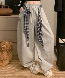 CELENA BEATS（セレナビーツ）の「チェック レイヤード デザイン バルーン スウェットパンツ（スウェットパンツ）」