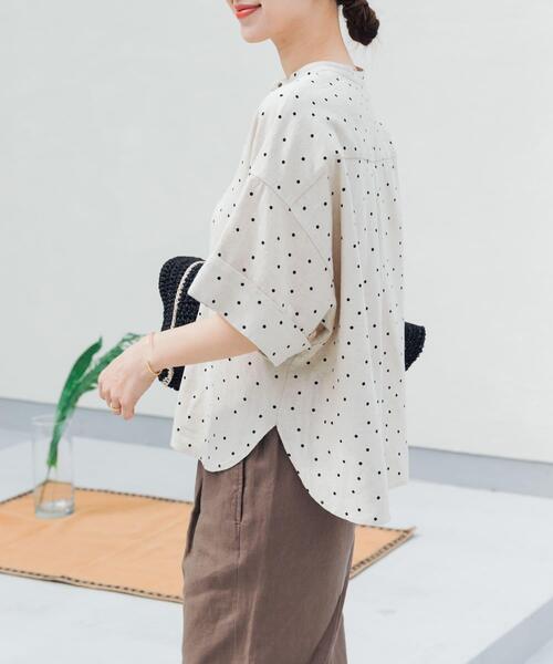URBAN RESEARCH DOORS(アーバンリサーチドアーズ)の「リネンリヨセルドットドルマンシャツ|夏/ブラウス/リネン/清涼/柄/体型カバー(シャツ/ブラウス・レディース・ナチュラル/ブラック・FREE)」の19枚目の写真