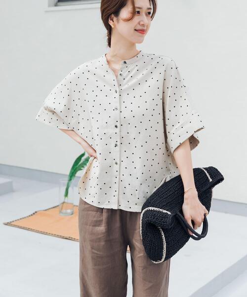 URBAN RESEARCH DOORS(アーバンリサーチドアーズ)の「リネンリヨセルドットドルマンシャツ|夏/ブラウス/リネン/清涼/柄/体型カバー(シャツ/ブラウス・レディース・ナチュラル/ブラック・FREE)」の15枚目の写真