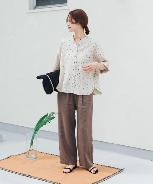 URBAN RESEARCH DOORS(アーバンリサーチドアーズ)の「リネンリヨセルドットドルマンシャツ|夏/ブラウス/リネン/清涼/柄/体型カバー(シャツ/ブラウス・レディース・ナチュラル/ブラック・FREE)」の13枚目の写真