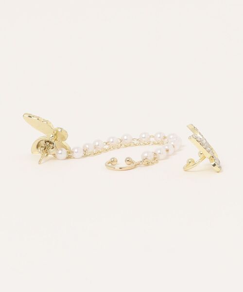 Mayree（メイリー）の「【float】ラインストーンバタフライ＆パール アシンメトリー ピアス イヤーカフ（ピアス（両耳用）・レディース・ゴールド系・FREE）」の7枚目の写真