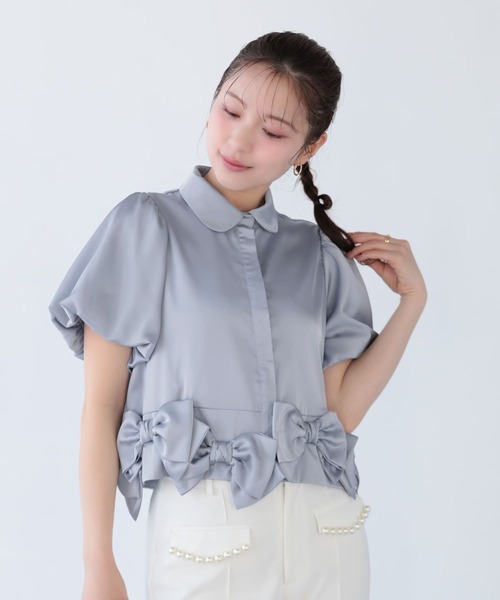 フィットモア♡ヘムリボンバルーンスリーブブラウス ヘムリボンバルーンスリーブブラウス（シャツ/ブラウス）｜Fit more