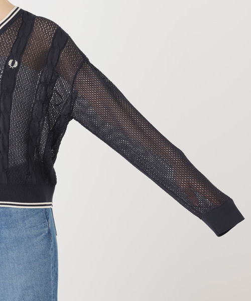 FRED PERRY（フレッドペリー）の「FRED PERRY/フレッドペリー シアーラインニット K2127（ニット/セーター・レディース・アイボリー/ネイビー・FREE）」の8枚目の写真