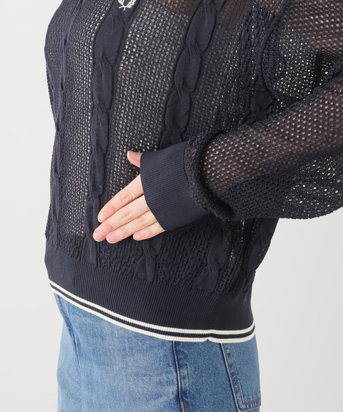 FRED PERRY（フレッドペリー）の「FRED PERRY/フレッドペリー シアーラインニット K2127（ニット/セーター・レディース・アイボリー/ネイビー・FREE）」の7枚目の写真